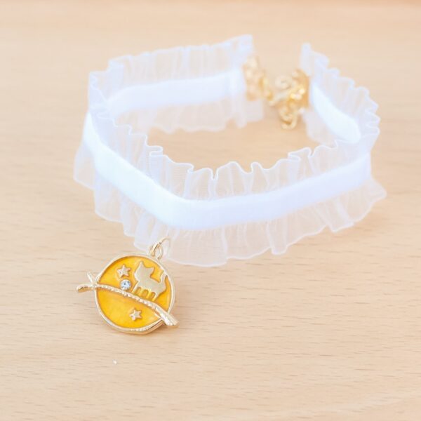 Lace Cat Collar with Moon Charm - Image 3