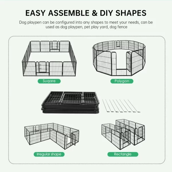 Dog Playpen Pet Dog Fence 40 Inch Height 16 Panels Metal Dog Pen Outdoor Exercise Pen with Doors,Pet Puppy Playpen - Image 5