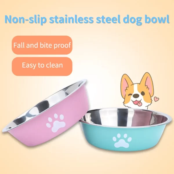Non-slip Dog Bowls For Small Medium Large Dog Feeder Bowls Drinkers Stainless Steel High Capacity Pet Feeders Dogs Accessories