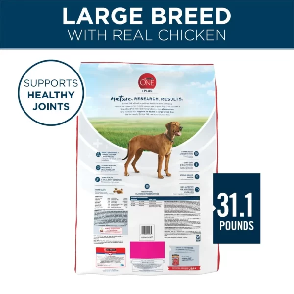 Purina One +Plus Dry Dog Food for Large  Adult Dogs High Protein, Real Chicken, 31.1 lb Bag - Image 4