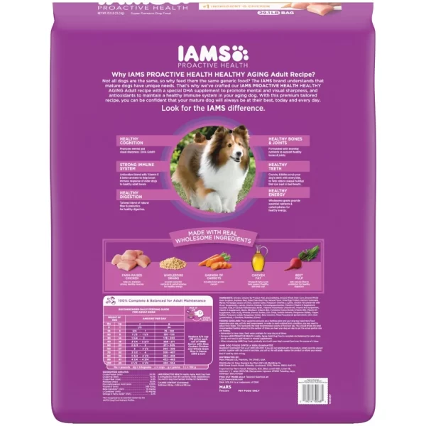 IAMS Healthy Aging Adult Dry Dog Food for Mature and Senior Dogs with Real Chicken, 29.1 lb. Bag - Image 2