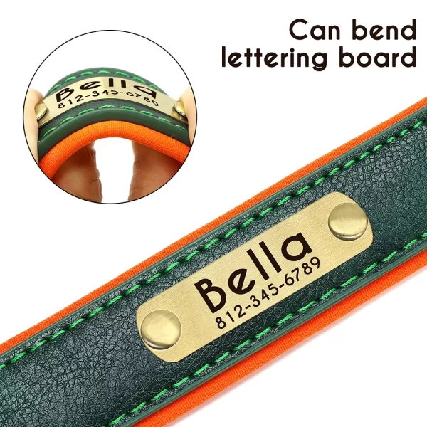 Customized Leather ID Nameplate Dog Collar Soft Padded Dogs Collars Free Engraving Name for Small Medium Large Dogs Adjustable - Image 4