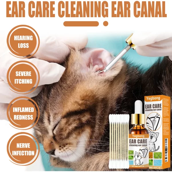 Yegbong 50ml Pet Ear Mite Deodorant Ear Cleaner Ear Wash Infection Control Itching Relief Pet Ear Soothing Care With Cotton Swab - Image 5