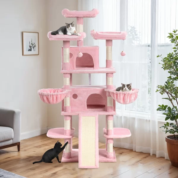 68-Inch Multi-Level Cat Tree Tower for Large Cats/Cat Condo/Cozy Plush Cat Perches/Sisal Scratching Posts/Baskets - Image 10