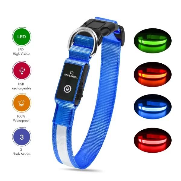 MASBRILL LED Dog Collar Luminous Pet Supplies Dog Collar Waterpoof Safety Glow Necklace Flashing Lighting Up Collars Accessories - Image 4