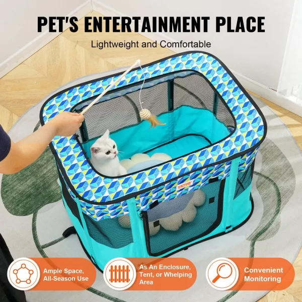 Foldable Pet Playpen, 32'' x 24'' x 22'' Portable Dog Playpen, Crate Kennel for Puppy, Dog, Cat, Waterproof 600D Oxford Cloth, - Image 4