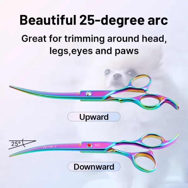 Fenice Classical Model 9cr steel 6.5/7.0 Inch rainbow & black dog grooming scissors shears - Image 4