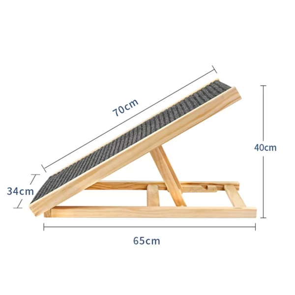 Pet Dog Ramp Ladder Natural Pine Wooden Lightweight Folding Anti-skid Adjustable 2 Height Climbing Ladder - Image 7