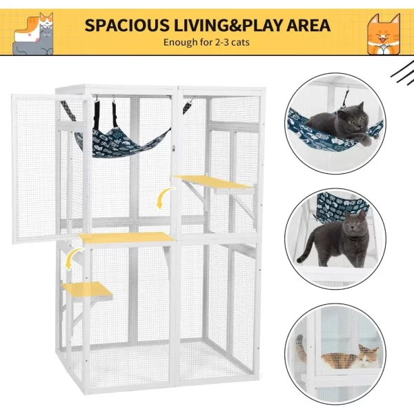 Outdoor Cat Enclosure, Wooden Catio with Window Access for Patio, Indooe Kitty House Cage - Image 3