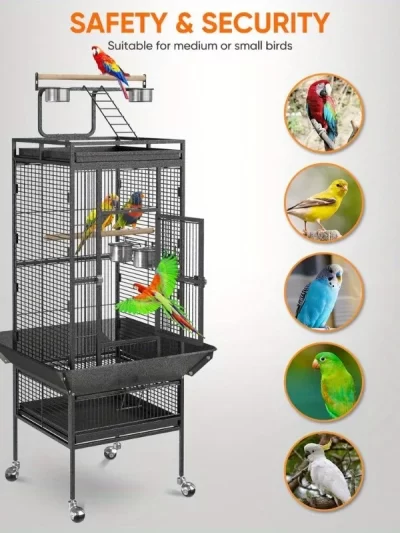 61" Large Bird Cage Top Play Non-Toxic Power Coated Steel Best Pet House EZ USE