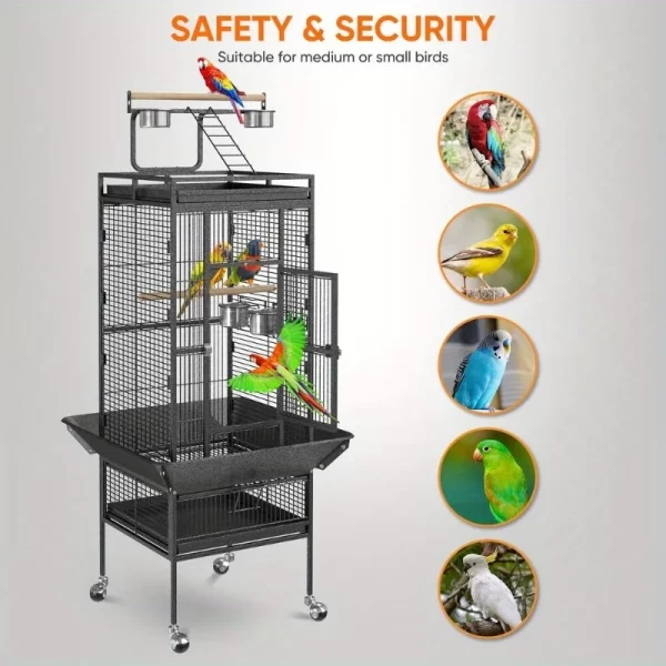 61" Large Bird Cage Top Play Non-Toxic Power Coated Steel Best Pet House EZ USE