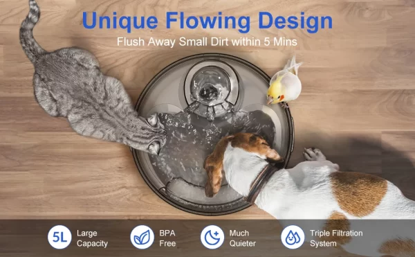 NPET DF10 Dog Water Fountain, 170oz/1.3Gallon/5L Large Automatic Pet Water Dispenser Dog Water Bowl for Dogs, Multiple Pets - Image 9