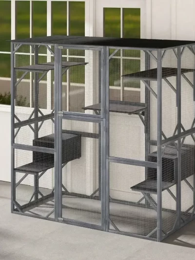 71" Indoor Outdoor Large Cat House Weatherproof Catio Kitten Enclosure