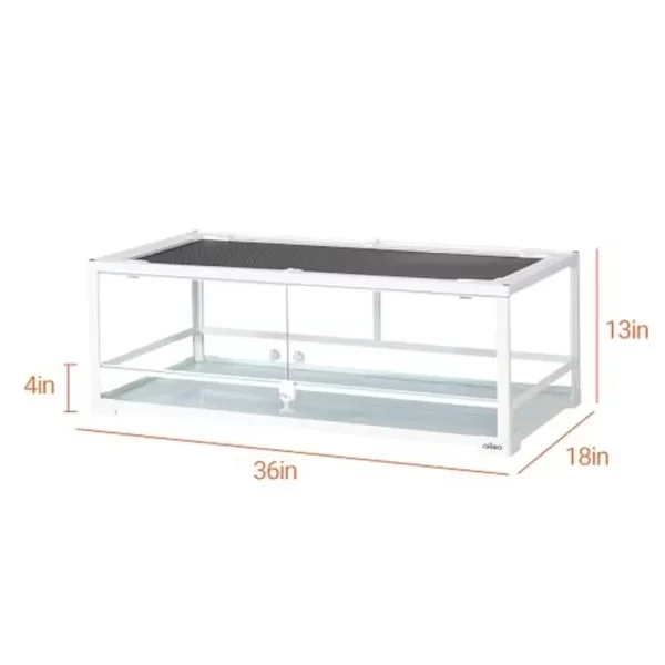 36 Gallon Reptile Tank Enclosure Tempered Glass Terrarium Lizards Amphibians Front Opening Security Lock Design - Image 3
