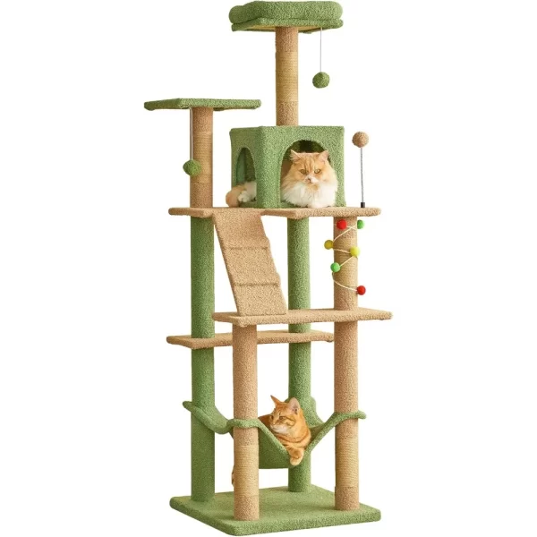 Cat Tree 63.8 Inches High, Multi-Level Cat Tower with Sisal-Covered Scratching Posts, Padded Platform - Image 2