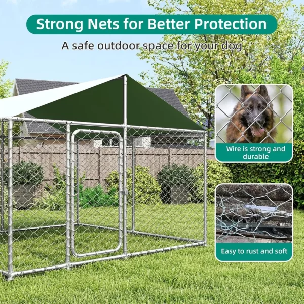 Heavy Duty Outdoor Dog Kennel with Waterproof Cover, UV-Resistant Roof, and Secure Locking Mechanism for Large Dogs - Image 6