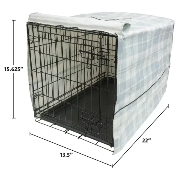 22 Inch Plaid Dog Crate Cover Cozy Shelter Washable Water Resistant Easy Access Ventilated Design Pet Privacy Flaps - Image 5
