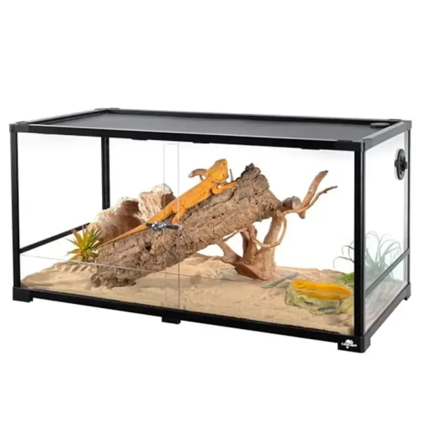 50 Gal Reptile Tank Glass Terrarium 36x18x18 Sliding Door Top Vent Cable Pass Humidify Hole Sturdy Observation Easy Clean
