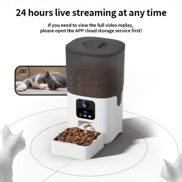 PAPIFEED cat automatic feeder visual cat food dog food wi-fi, 24h live streaming video intelligent timed quantitative pet food dispenser 6L (2 models available) - Image 6