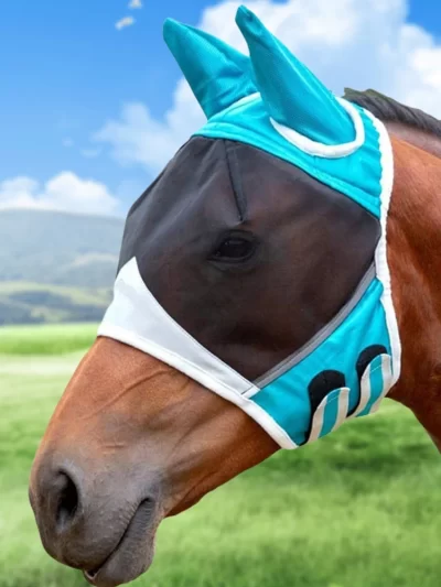 Horse Fly Masks Breathable Horse Head Cover Anti-Mosquito Horse Summer Eye Shield Adjustable Outdoor Riding Equestrian Equipment