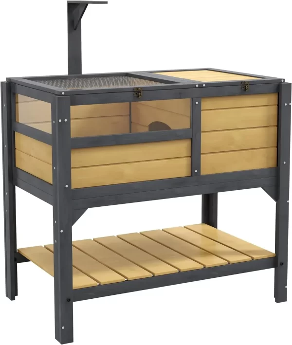 Tortoise Habitat with Shelf Storage, Tortoise Enclosure w/Weather Protection, Tortoise Gift Accessory, Reptile Enclosure w/ Tray - Image 3