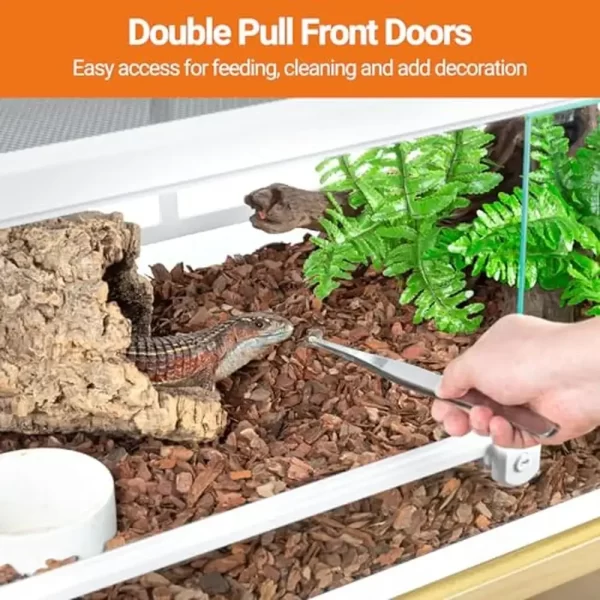 36 Gallon Reptile Tank Enclosure Tempered Glass Terrarium Lizards Amphibians Front Opening Security Lock Design - Image 4