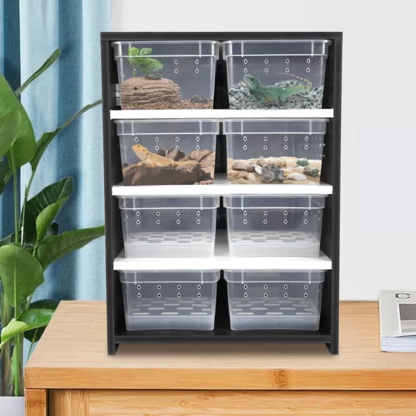 4 Tier Reptile Breeding Tank Cabinet with Insect/Turtle Cage Pet Feeding Box