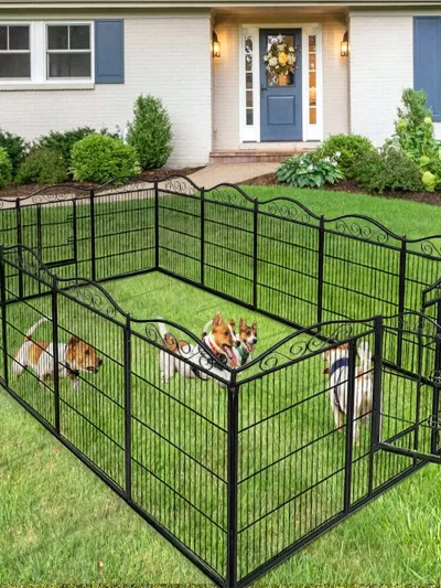8 Panels Heavy Duty Metal Dog Panel Foldable Pet Playpen Indoor Outdoor Garden Dog Puppy Fence with Gate