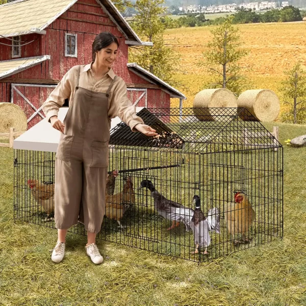 Metal Chicken Coop, Metal Chicken Cage For Outdoor Backyard Farm Rabbit Duck, Portable Poultry Cage, Chicken Run For Yard - Image 2
