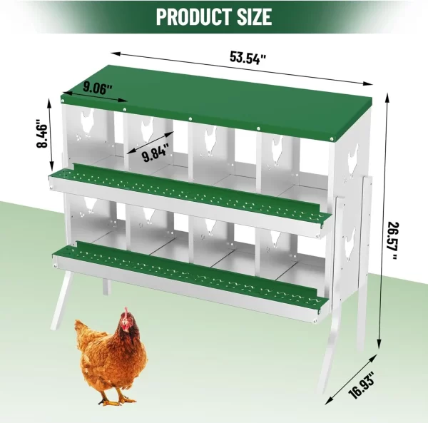 Chicken Nesting Box with Bracket Legs 6/8/10 Compartment Mental Chicken Laying Boxes for Chicken Coop Hens - Image 12
