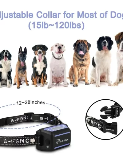 Dog Collar, Electric Wireless Pet Fence, Pet Containment System with Adjustable Warning Strength, Dog Training Collar