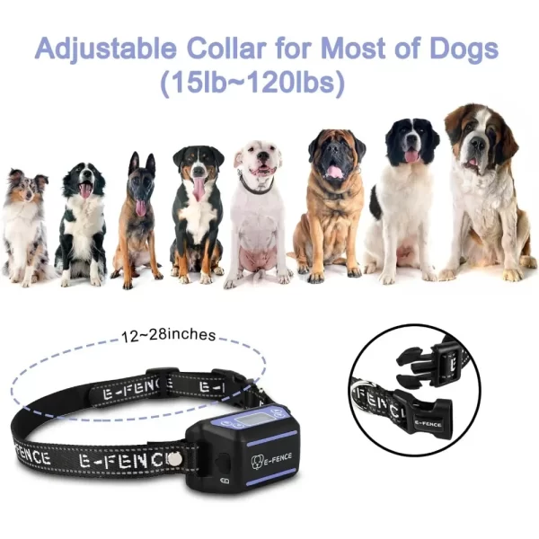 Dog Collar, Electric Wireless Pet Fence, Pet Containment System with Adjustable Warning Strength, Dog Training Collar