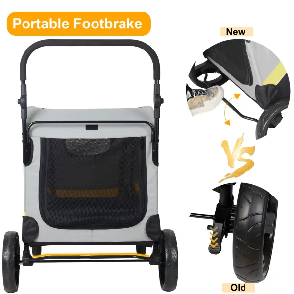 Premium Dog Stroller Pram 4 Wheel Foldable Cart Travel Walk Pet Jogger Wagon for Small & Medium Dogs - Image 4