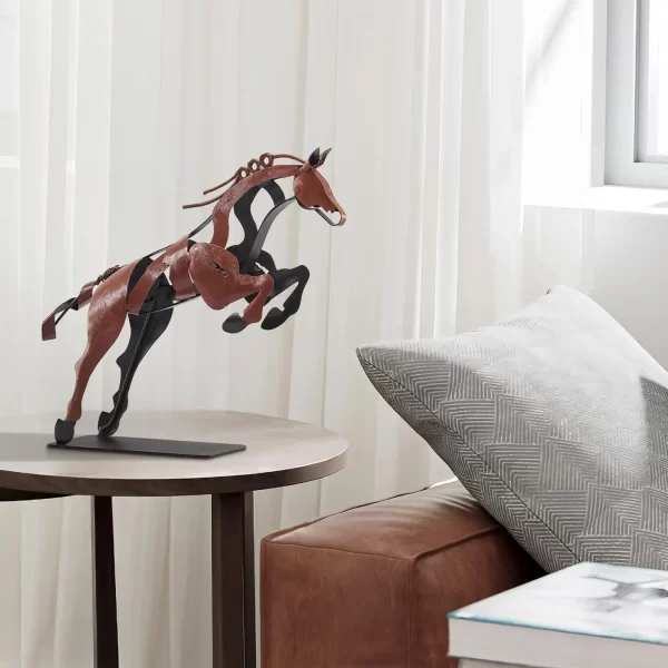 Horse Statue, Unique Metal Art Handmade Sculpture for Home Decor, Rustic Decor, Gifts for Horse Lovers (Brown) - Image 4