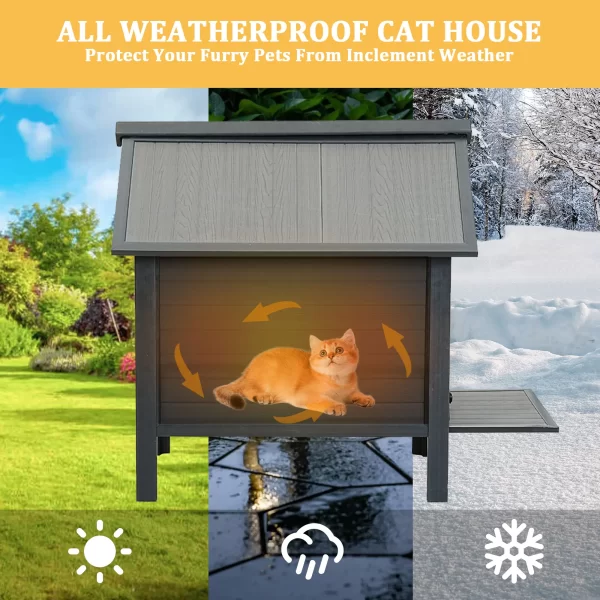 HDPE Indoor Outdoor Cat House, Weatherproof, Feral Cat Shelter for Multiple Cats, Outdoor HDPE Sheet Cat and Rabbit House - Image 3