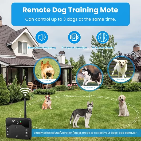 Wireless Dog Fence, Electric Fence for 2 Dogs Shocks Training Collar Remote 2-in-1, Wireless Pet Containment System - Image 2