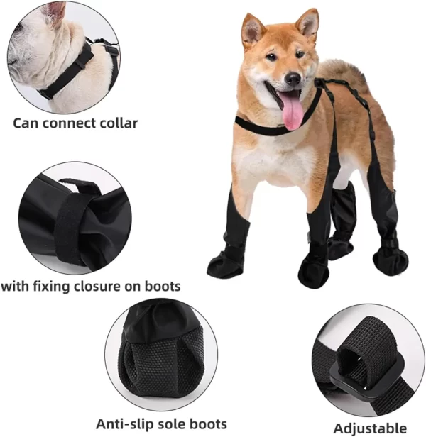Outdoor Walking Dog Boot Leggings for Small Medium Large Dogs Suspender Boots Waterproof Snowy Dog Paw Protects Boot Covers - Image 4