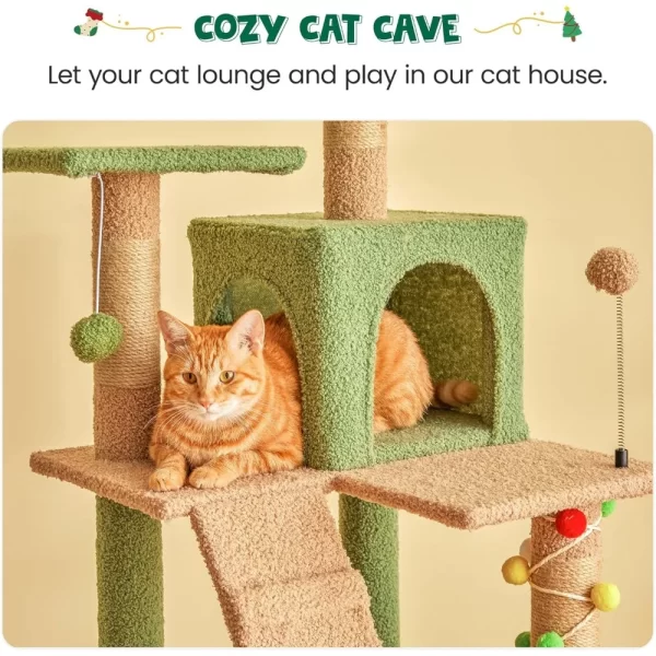 Cat Tree 63.8 Inches High, Multi-Level Cat Tower with Sisal-Covered Scratching Posts, Padded Platform - Image 5