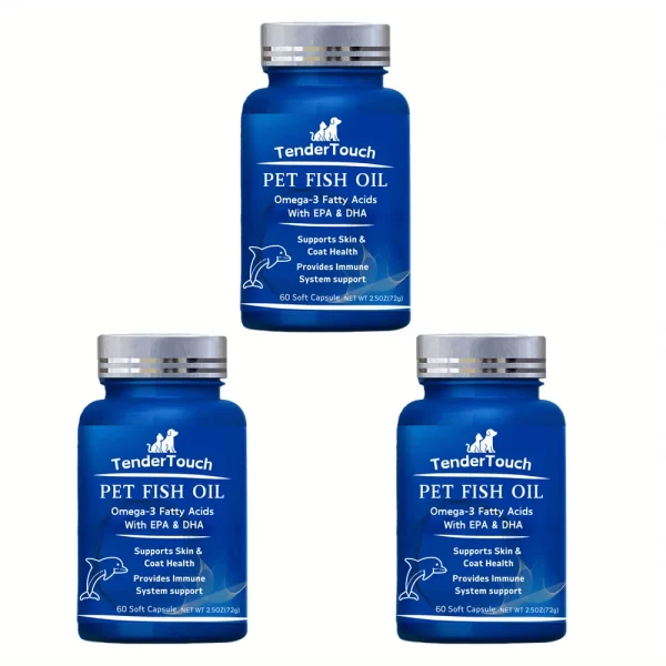 180 Capsules (3 Pack x 60 Capsules) Amazing Omega 3 Fish Oil for Dogs and Cats - Omega 3 for Dogs and Cats Shedding