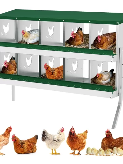 Chicken Nesting Box with Bracket Legs 6/8/10 Compartment Mental Chicken Laying Boxes for Chicken Coop Hens