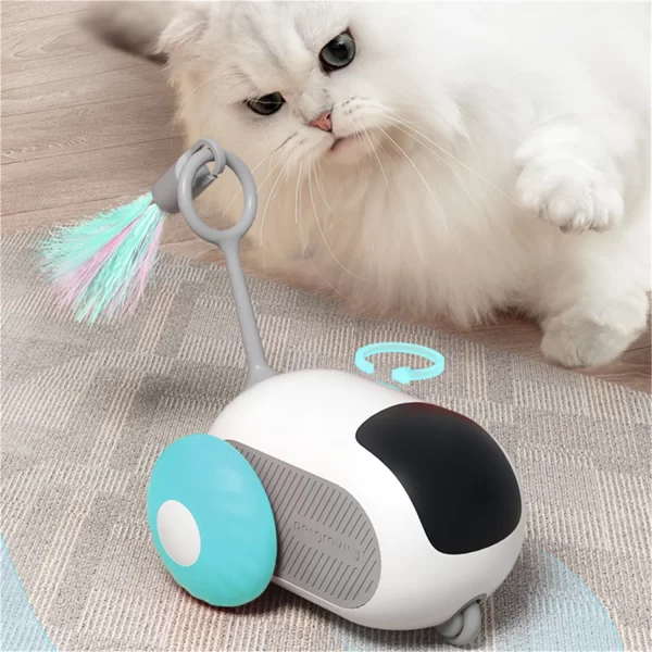 1pc Interactive Automatic Remote Control Cat Mice Car Toy and 1pc Smart Electric Moving Speedy Cat Ball Toy with Feather Tail - Image 3