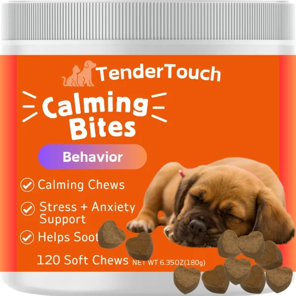 120 Chews - 1 Pack (1 x 180g/6.35oz) 180g/6.35oz - Tender Touch Calming for Dogs - Help Natural Dog Anxiety  for Everyday Stress