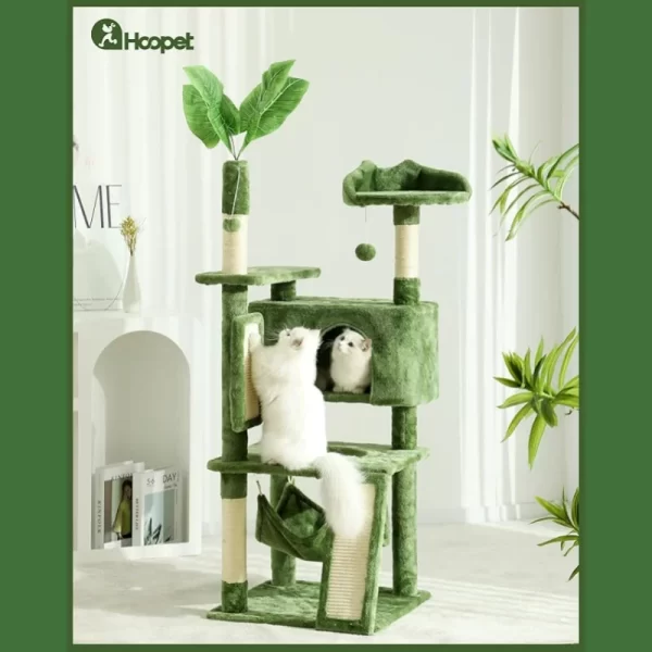 HOOPET Indoor Cat Tree Tower With Scratching Board Spacious Plush Perch and Interactive Hanging Ball Ideal For Multi-Cat Family - Image 2