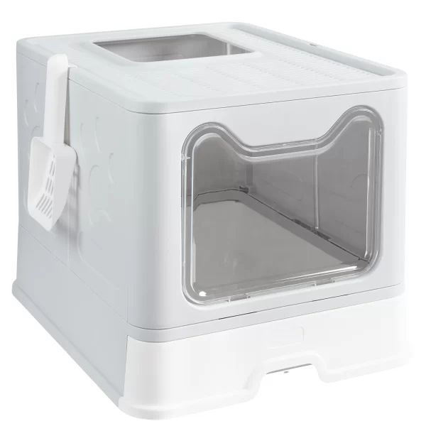 Bingopaw XXL Large Space Foldable Cat Litter Box with Front Entry & Top Exit with Tray - Image 3