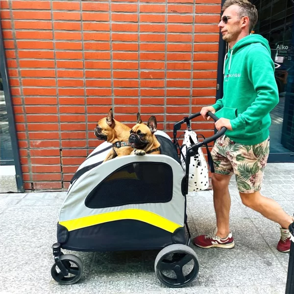 Premium Dog Stroller Pram 4 Wheel Foldable Cart Travel Walk Pet Jogger Wagon for Small & Medium Dogs - Image 2