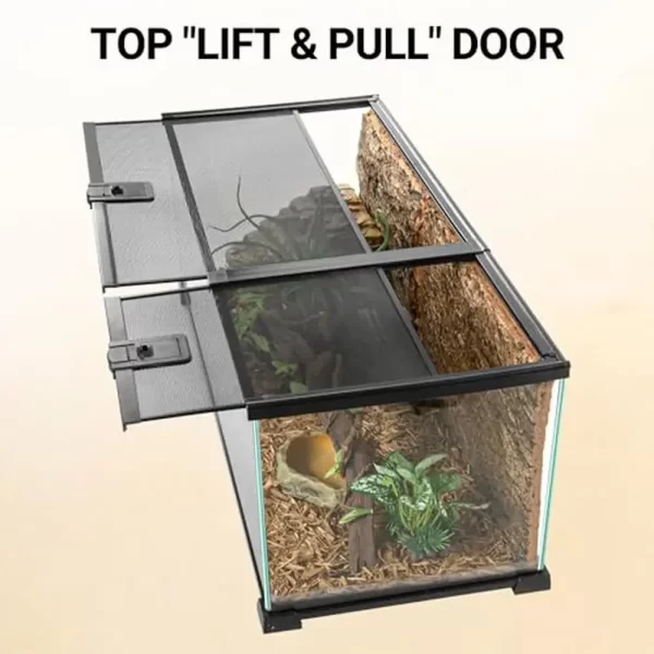Reptile Terrarium 30x12x12 Glass Tank Top Feeding Dual Sliding Door Vent Easy Clean Kit Snake Lizard Bearded Dragon Hedgehog - Image 3