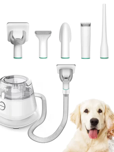 INSE P20 Pet Grooming Kit & Vacuum Suction 99% Pet Hair, Professional Grooming Clippers with 5 Grooming Tools for Dogs Cats and