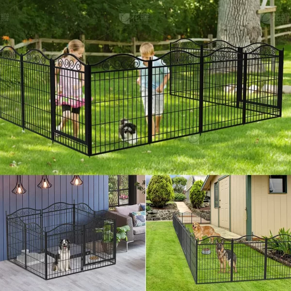 8 Panels Heavy Duty Metal Dog Panel Foldable Pet Playpen Indoor Outdoor Garden Dog Puppy Fence with Gate - Image 5