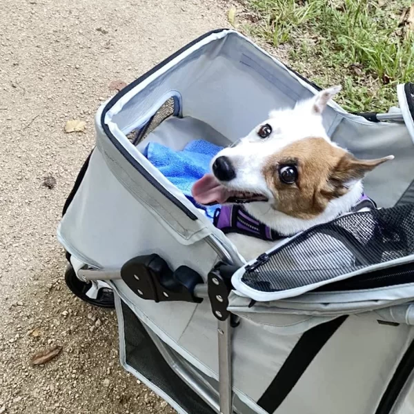 Wedyvko Portable pet trolleys 3 Wheels Pet Strollers Outdoor Travel Carrier Cat Dog Cart Strollers - Image 4