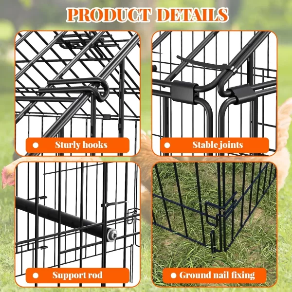 Metal Chicken Coop, Metal Chicken Cage For Outdoor Backyard Farm Rabbit Duck, Portable Poultry Cage, Chicken Run For Yard - Image 5